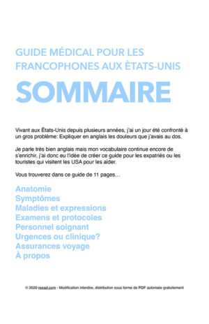 Guide Médical Francophone en vacances aux USA (PDF, Gratuit)